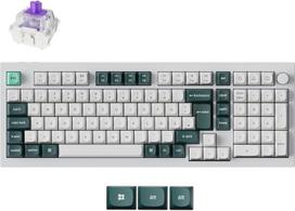 "Keychron Q5 HE" belaidė mechaninė klaviatūra, 96 % DE-ISO išdėstymo QMK/VIA programuojama, visiškai aliumininė, "Bluetooth" / laidinė, RGB, keičiama Hall efekto magnetu (balta)