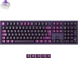 "Keychron Q6 HE" belaidė žaidimų klaviatūra, 100 % ISO DE išdėstymas, 2,4 GHz / Bluetooth 5.2, metalinis korpusas, programuojama su QMK / paleidikliu, "Gateron" dvigubo bėgio magnetiniai jungikliai "Mac" / "Windows", violetinė