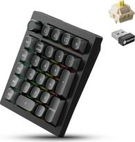 "Keychron V0 Ultra Wireless ZMK Custom Numpad", 8000 Hz apklausos dažnis, 2,4 GHz ir "Bluetooth 5.3", 360 valandų baterijos veikimo laikas, keičiama karštuoju būdu, PBT klavišų dangteliai, skirta "Mac", "Windows" ir "Linux", "Banana Switch