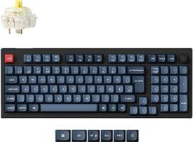 "Keychron V5 Max QMK" belaidė mechaninė klaviatūra, DE-ISO, 100 programuojamų klavišų, "Bluetooth" / 2,4 GHz / laidinė su RGB "Gateron Banana" jungikliu