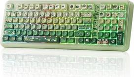 "KiiBoom Phantom98 Lite" 96% belaidė mechaninė žaidimų klaviatūra, VIA programuojama, kreminė klaviatūra su antspaudu, 8000 mAh baterija, "Hot Swap", RGB, NKRO, skirta Win/Mac (žalia, "Mochi Switch")