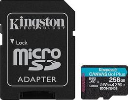 "Kingston Canvas Go Plus" microSDXC atminties kortelė Gen4 200MB/s A2 U3 V30 256GB kortelė + adapteris SDG4/256GB