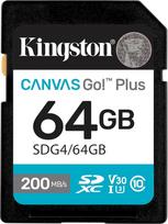 "Kingston Canvas Go Plus" SDXC atminties kortelė Gen4 200MB/s C10 UHS-I U3 V30 64GB-SDG4/64GB