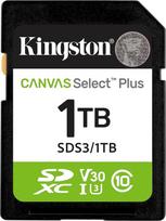 "Kingston Canvas Select Plus" 1TB SD atminties kortelė SDXC Gen3 150MB/s C10 UHS-I U3 V30 - SDS3/1TB