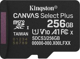 "Kingston Canvas Select Plus" microSD atminties kortelė 256GB micSDXC Gen3 150R A1 be SD adapterio - SDCS3/256GBSP