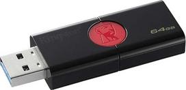 "Kingston DataTraveler 106 DT106/64GB USB 3.0, atmintinė, 64GB, juodai raudona