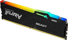 "Kingston FURY Beast Black RGB EXPO" 16GB 6400MT/s DDR5 CL32 DIMM staliniams kompiuteriams skirta atmintis, vienas modulis - KF564C32BBEA-16
