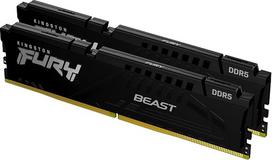 "Kingston Fury Beast KF560C36BBEK2-64" DDR5 64GB (2x32GB) 6000MT/s CL36 DIMM atminties rinkinys su 2 AMD EXPO ir "Intel XMP" juoda