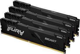 "Kingston FURY Beast" 64GB (4x16GB) 3600MHz DDR4 CL18 staliniams kompiuteriams skirtos atminties rinkinys su 4 atmintinėmis KF436C18BBK4/64