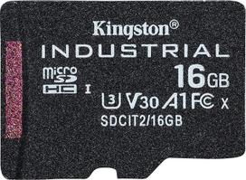 "Kingston Industrial microSD" - 16GB "microSDHC Industrial C10 A1 pSLC" kortelė be adapterio - SDCIT2/16GBSP