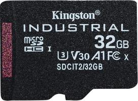 "Kingston Industrial microSD" - 32GB "microSDHC Industrial C10 A1 pSLC" kortelė, viena pakuotė be adapterio - SDCIT2/32GBSP