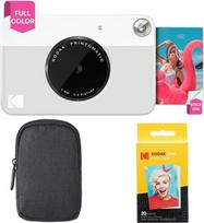 "Kodak Printomatic" momentinio fotoaparato (pilkos spalvos) pagrindinis paketas + "Zink" popierius (20 lapų) + prabangus dėklas + patogus kaklo dirželis