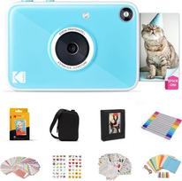 "Kodak Printomatic+" momentinių nuotraukų skaitmeninio fotoaparato dovanų rinkinys su krepšeliu, 20 cinko 2x3 nuotraukų popieriumi, albumu, lipdukais, rėmeliais ir žymekliais - mėlynas