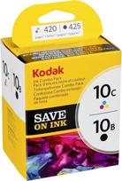 "Kodak" 3949948 Originalios 10B/ 10C rašalo kasetės kombinuotoji pakuotė - juoda/ spalvota (425/ 420 puslapių)