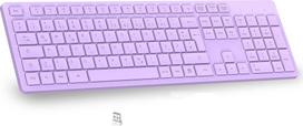 "LeadsaiL K786" belaidė klaviatūra "QWERTZ German" - 2,4 GHz USB, daugialypės terpės klavišai, tyli, skirta nešiojamiesiems kompiuteriams su "Windows" (violetinė)