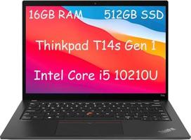 "Lenovo Thinkpad T14s Gen 1" verslo nešiojamasis kompiuteris, 14 colių FHD nešiojamasis kompiuteris, "Intel Core i5-10210U", 16GB DDR4, 512GB NVMe SSD, JAV QWERTY klaviatūra, "Windows 11 Pro" (atnaujintas)