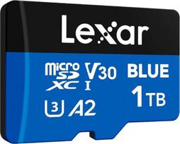 "Lexar Blue Micro SD" 1TB iki 160MB/s skaitymo microSDXC UHS-I 10 klasės kortelė U3 V30 A2 Full HD 4K vaizdo įrašo didelės spartos atminties kortelė išmaniesiems telefonams, planšetiniams kompiuteriams ir veiksmo kameroms
