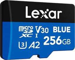 "Lexar Blue Micro SD" 256GB, iki 160MB/s skaitymo greitis, microSDXC UHS-I kortelė, 10 klasė, U3, V30, A2, "Full HD" ir 4K vaizdo įrašai, didelės spartos atminties kortelė išmaniesiems telefonams, planšetiniams kompiuteriams ir veiksmo kameroms