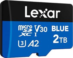 "Lexar Blue Micro SD" 2TB iki 160MB/s skaitymo microSDXC UHS-I 10 klasės kortelė U3 V30 A2 Full HD 4K vaizdo įrašo didelės spartos atminties kortelė išmaniesiems telefonams, planšetiniams kompiuteriams ir veiksmo kameroms