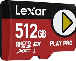 "Lexar Play PRO MicroSDXC Express" kortelė 512GB, iki 900MB/s skaitymo, 600MB/s rašymo, optimizuota žaidimams, A2, 4K, didelės spartos atminties kortelė, skirta nešiojamosioms konsolėms, "Switch", nešiojamiesiems žaidimų įrenginiams