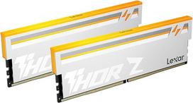 "Lexar Thor Z" serijos RGB DDR5 RAM 32GB rinkinys (2x16GB) 6000 MHz, DRAM 288 kontaktų UDIMM staliniams kompiuteriams skirta atmintis, didelio našumo žaidimų kompiuterių atmintis, palaiko "Intel XMP 3.0"/AMD Expo, ECC, 1,35 V, sidabrinė