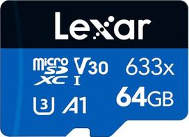 "Lexar" 64GB "Micro SD" kortelė, "microSDXC UHS-I" kortelė be SD adapterio, iki 100MB/s skaitymo greitis, atminties kortelė "Micro SD A1", C10, U3, V30