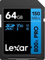 "Lexar" didelio našumo SD 3.0 kortelė 64GB SDXC UHS-I kortelė su iki 150MB/s skaitymo greičiu V30 U3 C10 SD atminties kortelė, skirta fotoaparatams / vidutinės klasės DSLR