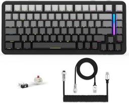 "LexonElec X Attack Shark M86 Pro" belaidė mechaninė klaviatūra, BT/2.4G/laidinė, 4000 mAh, "Hot-Swap" linijinis jungiklis, šoninis spausdinimas, QWERTY, RGB klaviatūra su suvyniotu kabeliu (balta/juoda)