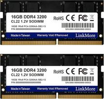 "LinkMore" 32GB rinkinys (2 x 16GB) DDR4 3200 MHz SODIMM (PC4-25600) CL19 1,2 V nešiojamųjų kompiuterių atminties modulis