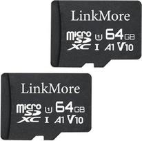 "LinkMore" 64GB (2 pakuotės) "Micro SDHC V11" kortelė, suderinama su A1, UHS-I, U1, V10, 10 klasė, skaitymo greitis iki 95MB/s, pridedamas SD adapteris