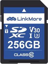 "LinkMore" SDXC atminties kortelė 256GB - UHS-I - V30, U3 - 95/70MB/s - 4K vaizdo projektams ir nuotraukų atsarginėms kopijoms - idealiai tinka fotoaparatui ir dronui