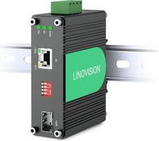 "LINOVISION" pramoninis 10 Gigabit Ethernet šviesolaidinis POE+ komutatorius, 10GBASE-X SFP+ į 10G/5G/2.5G/1G/100M 802.3af/at PoE medijos keitiklis, skirtas didelės spartos PoE įrenginiams