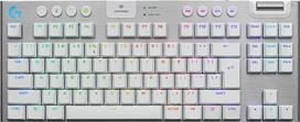 "Logitech G G915 X LIGHTSPEED TKL" - belaidė plokščia žaidimų klaviatūra, JAV QWERTY išdėstymas, taktilinė - balta