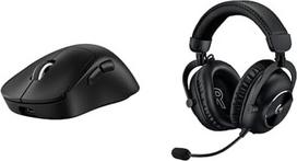 "Logitech G PRO X SUPERLIGHT 2 DEX LIGHTSPEED" belaidė žaidimų pelė, 32 tūkst. DPI jutiklis ir USB-C įkrovimo funkcija + PRO X 2 LIGHTSPEED belaidės žaidimų ausinės, nuimamas mikrofonas, 50 mm Graphene, juodos spalvos