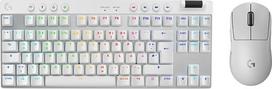 "Logitech G PRO X SUPERLIGHT 2 LIGHTSPEED" belaidė žaidimų pelė, USB-C įkrovimas, PC ir Mac + PRO X TKL LIGHTSPEED belaidė žaidimų klaviatūra, be skaitmeninės klaviatūros, PBT klavišai (vokiškas QWERTZ), balta