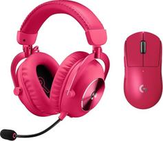 "Logitech G PRO X SUPERLIGHT 2 LIGHTSPEED" belaidė žaidimų pelė, USB-C įkrovimas, skirta PC ir Mac + PRO X 2 LIGHTSPEED belaidės žaidimų ausinės, 50 mm grafeninis garsiakalbis, skirtos PC, PS5, rožinės spalvos