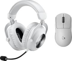 "Logitech G PRO X SUPERLIGHT 2 LIGHTSPEED" belaidė žaidimų pelė, USB-C įkrovimas, skirta PC ir Mac + PRO X 2 LIGHTSPEED belaidės žaidimų ausinės, 50 mm grafeninis garsiakalbis, skirtos PC, PS5, baltos spalvos