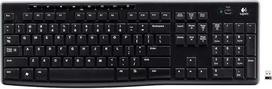 "Logitech K270" belaidė klaviatūra, 2,4 GHz ryšys per "Unifying" USB imtuvą, 8 multimedijos ir sparčiųjų klavišų klavišai, atspari purslams, 2 metų baterija, tarptautinis QWERTY išdėstymas