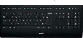 "Logitech K280E" laidinė verslo klaviatūra "Windows", "Linux" ir "Chrome", USB prievadas, atrama delnams, atspari purslams, kompiuteriui / nešiojamajam kompiuteriui, prancūziškas "Azerty" išdėstymas - juoda
