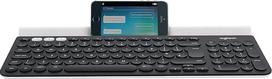 "Logitech K780" belaidė klaviatūra, "Bluetooth" ir 2,4 GHz ryšys, integruotas kelių įrenginių ir "Easy-Switch" funkcijos laikiklis, PC / Mac / planšetinis kompiuteris / išmanusis telefonas, UK QWERTY išdėstymas - tamsiai pilka / balta