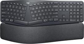 "Logitech K860 ERGO" - belaidė ergonomiška klaviatūra su padalytu klavišų išdėstymu, riešo atrama ir -stütze natūraliam rašymui "Windows" / "Mac", "Bluetooth", USB imtuvas, Skand. QWERTY, grafito spalvos