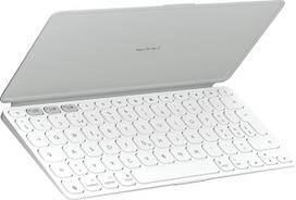 "Logitech Keys-to-Go 2" mobilioji "Bluetooth" klaviatūra planšetiniams kompiuteriams su integruotu apsauginiu dangteliu, plona belaidė klaviatūra "Windows", "Android", "Linux", "iPad", "iPhone", "Mac", "Apple TV", DEU QWERTZ - šviesiai pilka