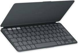 "Logitech Keys-to-Go 2" mobilioji belaidė klaviatūra "iPad" su įmontuotu apsauginiu dangteliu, plona ir kompaktiška, skirta "iPad", "iPhone", "Mac" ir "Apple TV", lengvai keičiama, DEU QWERTZ išdėstymas - pilka