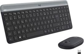 "Logitech MK470 Slim Combo" belaidės klaviatūros ir pelės rinkinys, 2,4 GHz ryšys per nano USB imtuvą, 10 m atstumas, 18 mėn. baterijos veikimo laikas, kompiuteriui / nešiojamajam kompiuteriui, prancūziškas AZERTY išdėstymas - juoda / grafito spalva