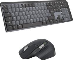 "Logitech MX Mechanical Wireless Illuminated Keyboard Standard Size Tactile Quiet", "MX Master 3S" belaidė didelio našumo "Bluetooth" pelė, "MacOS", "Windows", "Linux", "iOS", "Android", DEU QWERTZ - Pilka