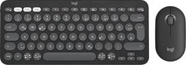 "Logitech Pebble 2 Combo", belaidė klaviatūra ir pelė, tyli ir mobili, pritaikoma, "Logi Bolt", "Bluetooth", lengvai perjungiama "Windows", "macOS", "iPadOS", "Chrome" - vokiškas QWERTZ išdėstymas, balta