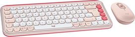"Logitech POP ICON COMBO", "Bluetooth" klaviatūros ir pelės rinkinys, patogus rašymas, programuojami mygtukai, tylūs paspaudimai, lengvas perjungimas iki 3 įrenginių, vokiškas QWERTY išdėstymas - rožinis