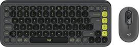 "Logitech POP ICON" kombinuotosios "Bluetooth" klaviatūros ir pelės rinkinys, patogus rašymas, programuojami mygtukai, tylūs paspaudimai, lengvas perjungimas iki 3 įrenginių - grafitinis