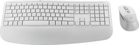 "Logitech Signature Comfort Plus Combo MK880" belaidės klaviatūros ir pelės rinkinys, patogi standartinio dydžio klaviatūra su riešo atrama, tylūs paspaudimai, "Bluetooth", "Windows", "macOS", DEU QWERTZ Balta