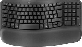"Logitech Wave Keys" belaidė ergonominė klaviatūra - grafito spalvos, skandinaviškas QWERTY išdėstymas